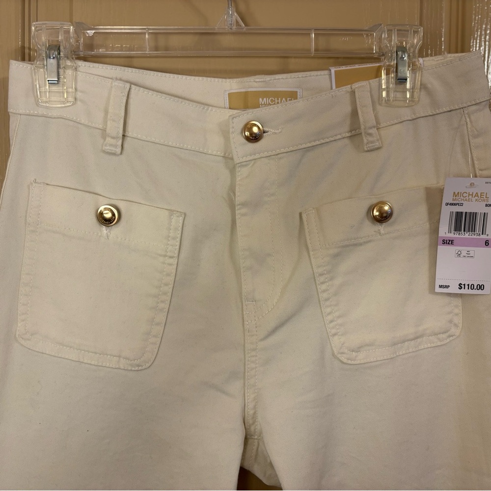 NWT Michael Kors Cream Trousers with Gold Button - Picture 8 of 12